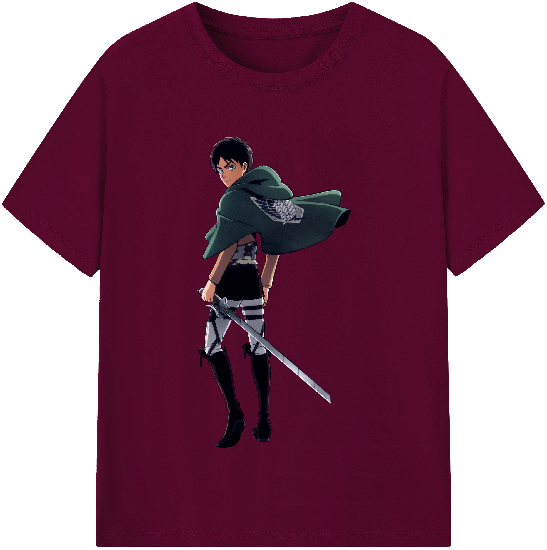 （画像用） 進撃の巨人 エレン･イェーガー Attack on Titan Eren Jäger レディースカジュアルプリントTシャツ（綿100％）